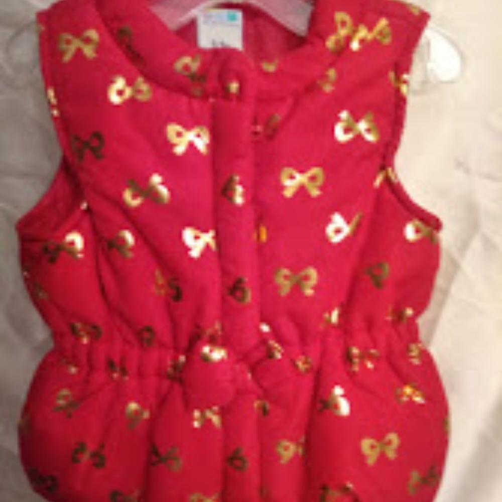 Toddler Baby Girl's Red Vest Puffer Coat 6-9 mos.